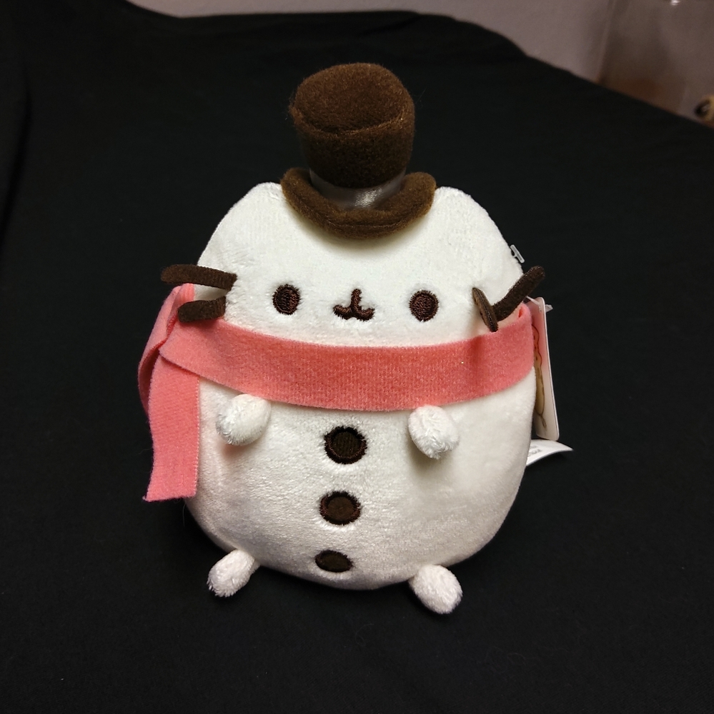 NWT Pusheen Gund Christmas Collectible Plush White Snowman Pink scarf 6 inches